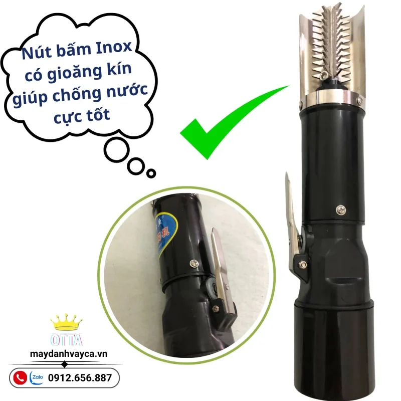 Nút bấm máy đánh vảy cá 4 cell có gioăng chống nước