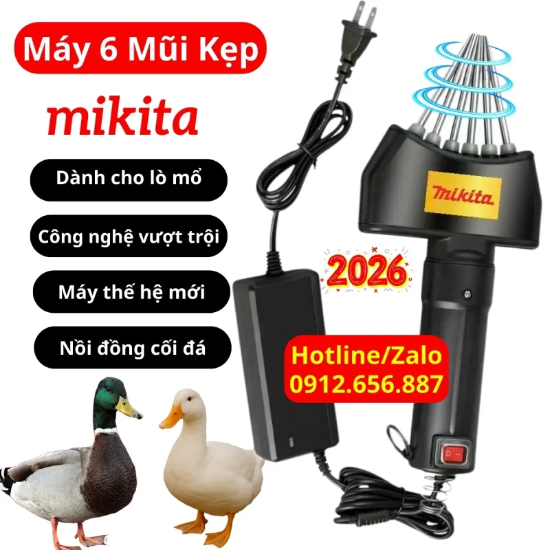 Máy nhổ lông vịt 6 mũi kẹp Mikita cho lò mổ làm số lượng lớn