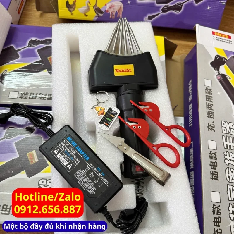 Máy nhổ lông vịt 6 mũi kẹp Mikita 1 bộ đầy đủ khi nhận hàng