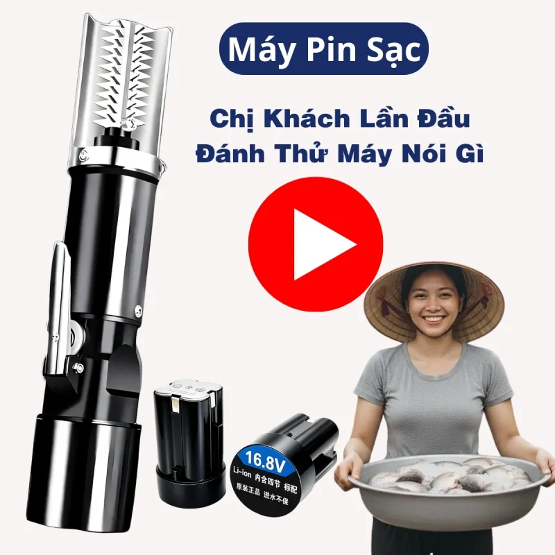 Chị khách lần đầu sử dụng máy đánh vảy cá otta phản hồi gì
